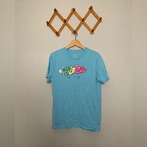 Nike Air Shirt Mens Small Blue Tee Casual Balloon Spell Out Logo SZ S